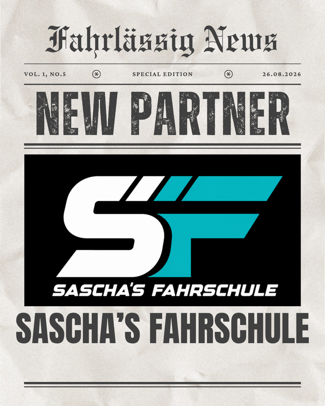 Fahrlässig News: New Partner – Sascha’s Fahrschule